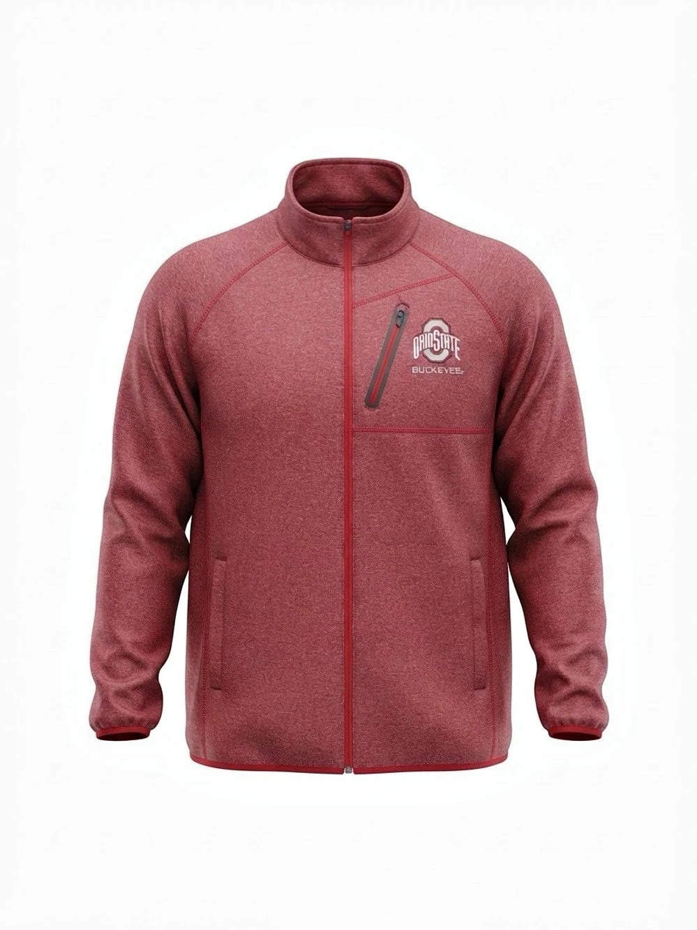 Ohio State Glll Red Heather Full Zip and Fleece Lined jacket with Pockets 3XL